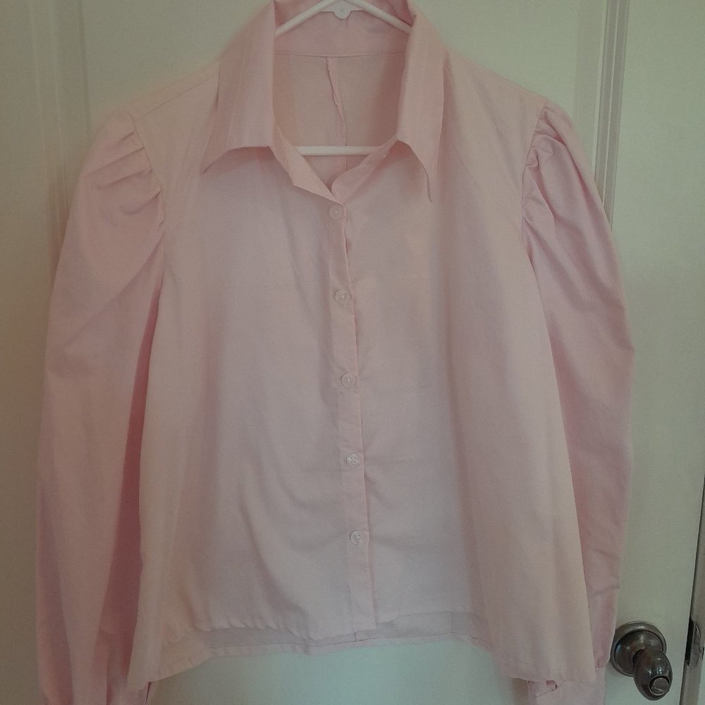 Women's Light Pink Crisp Shirt, size M-L, Handmade Designer